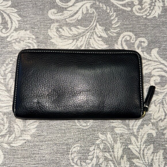 Tory Burch Wallet Womens One Size Black Zip-Around Wristlet Perforated - Picture 2 of 5
